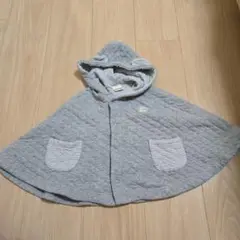 e-baby フード付きベビーポンチョ グレー