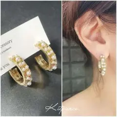 No.244 デザインゴールド パールピアス