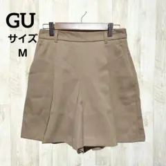 GU ショートパンツ M ベージュ タック きれいめ 上品 キュロット フレア