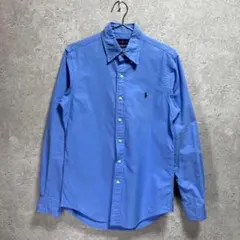 【ラルフローレン】 美品 ボタンダウンシャツ ライトブルー 長袖シャツ Sサイズ