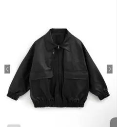 襟2Wayオーバーサイズレザーブルゾン［ze863］ ブラック