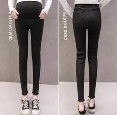 【新品】マタニティ ストレッチパンツ デニム 2XLサイズ ブラック