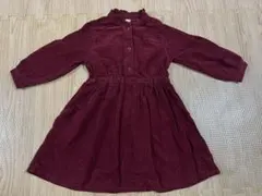 アプレレクール　コーデュロイ　ワンピース　ドット柄 100 ワインレッド