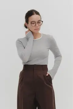 yori しっとりレイヤードロンTee ライトグレー　38