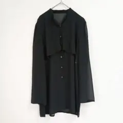 ensuite エンスウィート 二重デザイン ブラウス シフォン 黒 透け感 Mのサムネイル