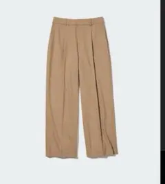 ユニクロ　タックワイドパンツ キャメル　ベージュバックポケット付き