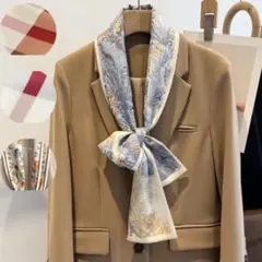 スカーフ おしゃれ 上品 バッグスカーフ ロング リボンスカーフ　バンダナ