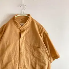 90s~ ヴィンテージ レトロ 古着 半袖 シャツ スタンドカラー テラコッタ
