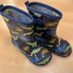【新品】長靴 レインブーツ 19cm ブルー 恐竜 子供 雨 キッズ 男の子