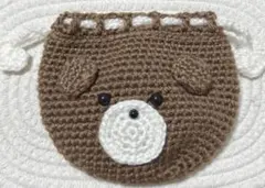 ハンドメイド　かぎ針編み　くま　巾着　ポーチ