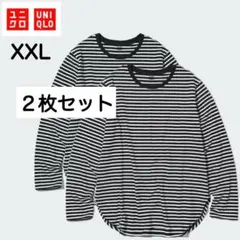 ユニクロ ソフトコットンボーダーラウンドヘムT ブラック XXL 2枚セット 黒