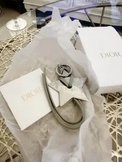 新品未使用 Dior 星型 チャーム キーホルダー シルバー レザー