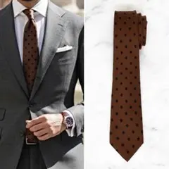 【ORIHICA】ウール100%ネクタイ オレンジ ドット