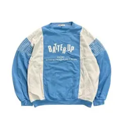 7AS2 フロントプリント　バイカラースウェット　薄手　ゆるダボ　古着used