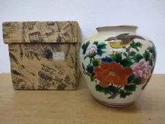 九谷焼　花瓶　牡丹 鳥文様 金彩　伝統工芸品　インテリア