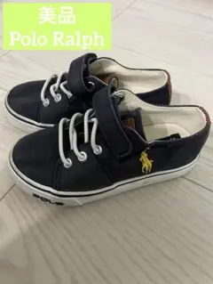 数回程度　14cm ポロ　ラルフ　ネイビー スニーカー マジックテープ