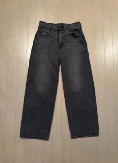 ブラックデニム ワイドストレート 黒 ジーンズ ストリート