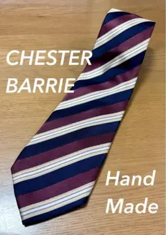 CHESTER BARRIE ネクタイ ボルドー ネイビー ストライプ柄　㉒