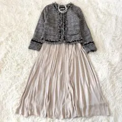 セレモニースーツ　グリーンレーベルリラクシング他　多色ツイード　ノーカラー　M