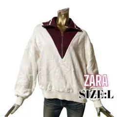 ⭐️A467⭐️ ZARA ♥ 配色 ライン ハーフジップ 裏起毛 長袖 トレーナー