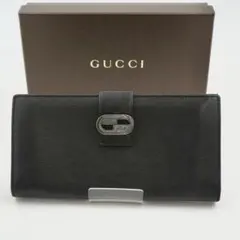 【未使用に近い】GUCCI ブラック　フラップ　スナップ　ボタン　ベルト　Gロゴ