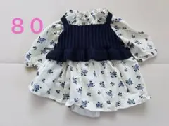 petit main 花柄ワンピースビスチェセット　80cm