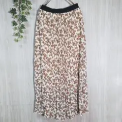 ユニクロ♡ロングプリーツスカート♡シフォン♡アンティーク柄【Ｍ】