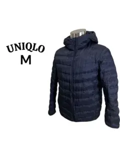 UNIQLO M フード付きウルトラライトダウンジャケット ネイビー