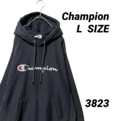 Champion リバースウィーブ パーカー ブラック L 刺繍ロゴ