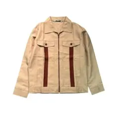 7AS8 ワークジャケット　M ジップアップ　ベージュ　年代物　レトロ　古着
