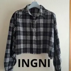 INGNI　チェック柄クロップドシャツ