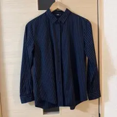 ネイビー ストライプ 長袖シャツ UNIQLO ユニクロ