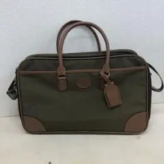 【美品】オリーブグリーン ビジネスバッグ 大容量 ショルダーストラップ付き