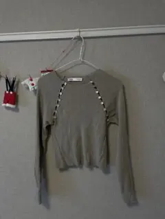 ZARA グレー リブ編み 長袖トップス M