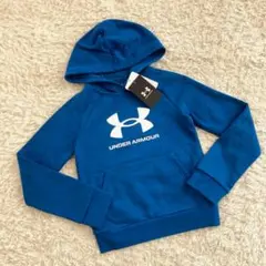 未使用 アンダーアーマー 裏起毛 長袖 スウェット パーカー 青 120cm