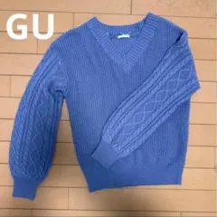 GUケーブルVネックセーターブル IMサイズ