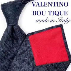 【極美品】VALENTINO ネクタイ ブラック 黒 レッド 赤 総柄 刺繍