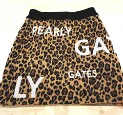パーリーゲイツ 豹柄ロゴニットスカート 1サイズ