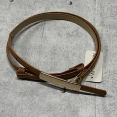 新品 スクエアバックルベルト スリム ゴールドバックル 細ベルト スライドベルト