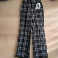 しまむらLinoluce チェック柄ワイドパンツ M