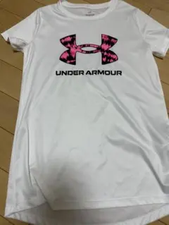 ジュニア150センチUNDER ARMOUR Tシャツ Lホワイト/ピンク