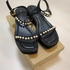 LE TALON パールストラップ サンダル 厚底 ブラックのサムネイル