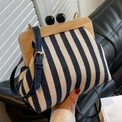 キャンバス地/がま口風/ショルダーバッグ