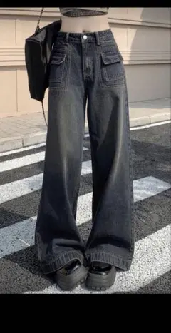 DAZY ワイドレッグデニムパンツ ゆったりジーンズ Mサイズ