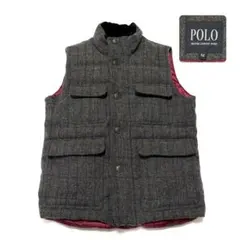 【美品】 POLO ツイード ウールダウンベスト ヘリンボーン 英国調 格子柄のサムネイル