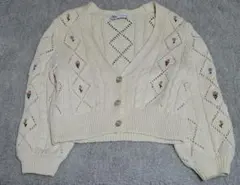 ZARA（ザラ） 花柄刺繍入りショート丈カーディガン（クロップドカーディガン）