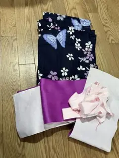 蝶と花模様の浴衣・帯セット