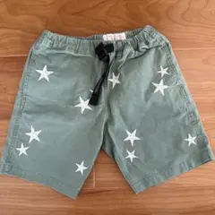 デニムダンガリー　ハーフパンツ 星柄　カーキ　130
