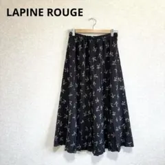LAPINE ROUGE プリーツロングスカート 花柄 ブラック Mのサムネイル