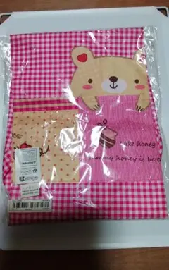 さ*え様 可愛い！ロング割烹着!エプロン!作業!ピンクチェック!長袖!新品未開封